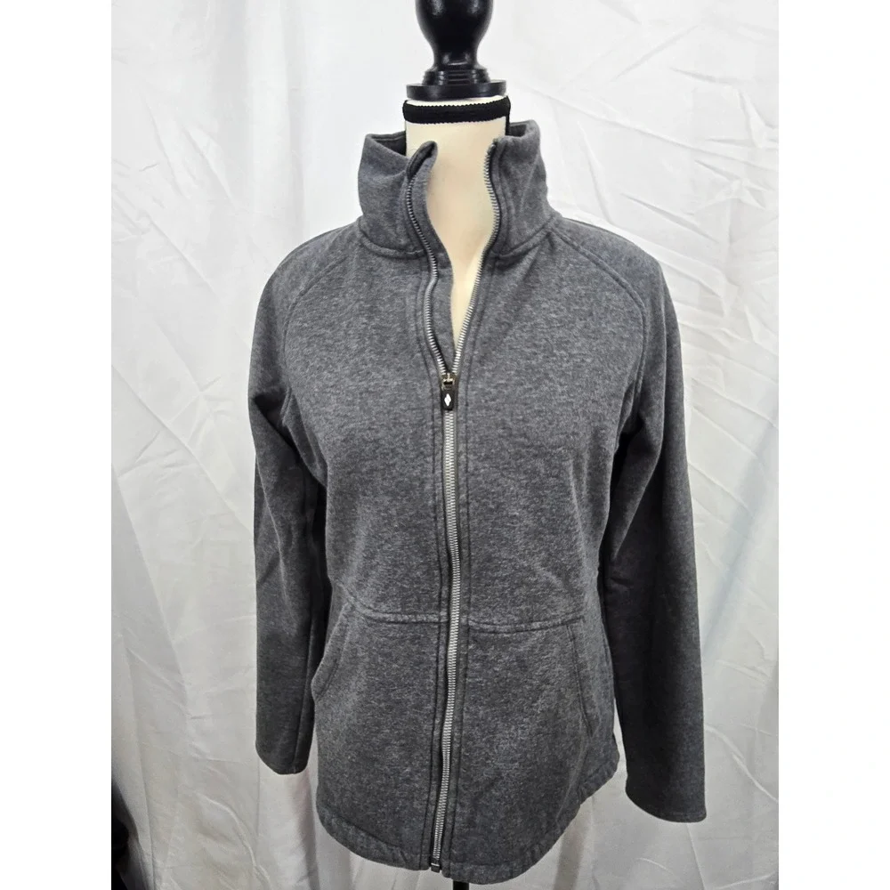Skechers Los Angeles Womens Medium Gray Full Zip Fleece Jacket Funnel Neck 1228